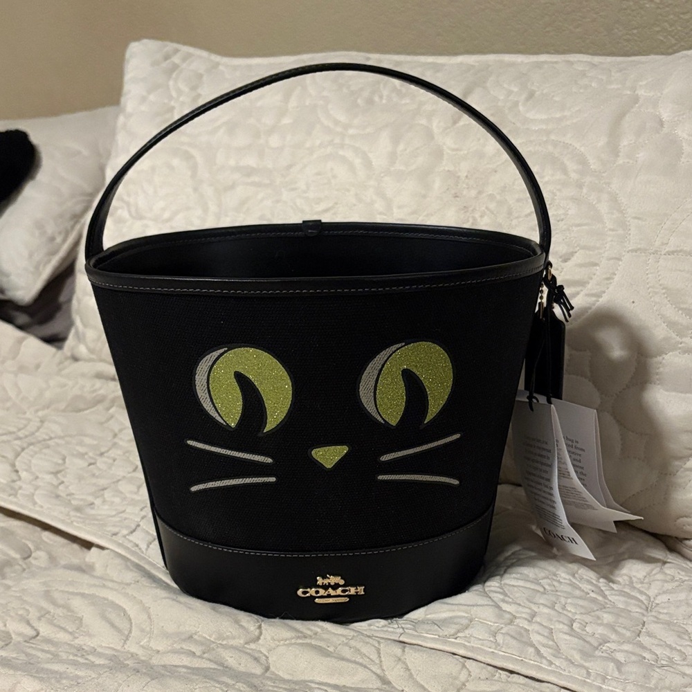 Coach Black Cat Face Bucket Bag